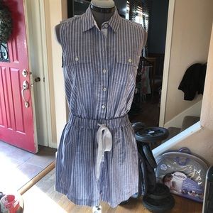 Kate Spade Linen & Cotton Denim Striped Romper